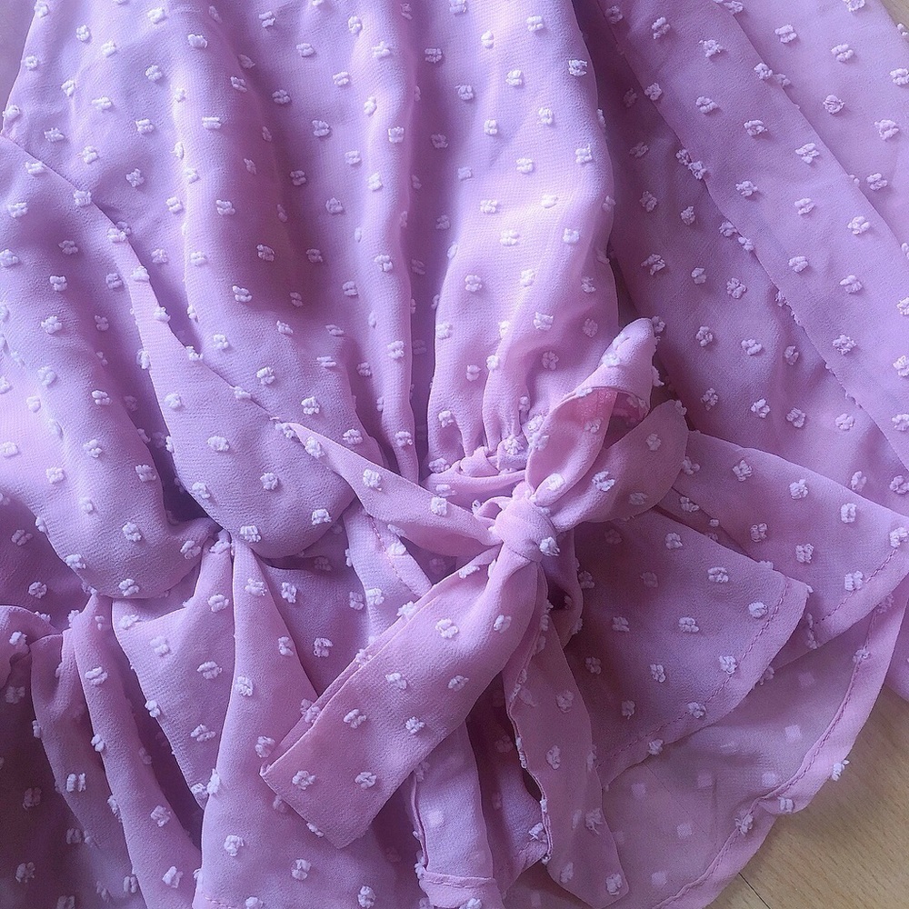 🍭🍭 Adorable Delicate Feminine Pink Blouse See Through Polka Dots Frills - Picture 4 of 10